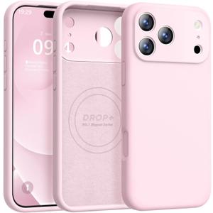 Magnetic for iPhone 17 Pro Max Case [Compatible with Magsafe] [Premium Silicone Satin-Smooth Touch] Slim Shockproof Anti-Scratch Microfiber Lining Case, 6.9 inch, Chalk Pink