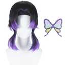 Wiggy Mermaid Black Purple Wig for Kochou Shinobu Cosplay Wig with Hairclip | Long Black Ombre Purple Synthetic Hair Wig for Women DS Halloween Costume Cosplay with Butterfly Hairclip