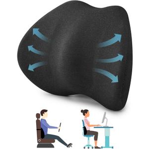 Lumbar Support Pillow for Car Seat & Office Chair, Soft Memory Foam Lower Back Support for Pain Relief and Posture Correction, Lumbar Pillow with Breathable Airflow Channels (longest 15.35" * widest 10.83"* highest 4.72")