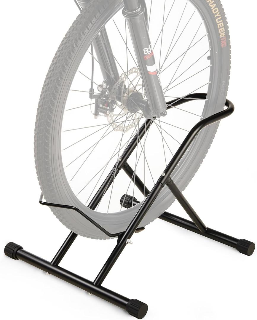 Upgraded 3.3"Wide Tire Floor Bike Stand Rack, Heavy Duty Garage Indoor Bike Storage, Fits 20"-27" Wheels, Kids Road Mountain Bikes, 66lbs Max Load, Anti-Slip Rubber Base