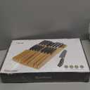 NIUXX Bamboo In-Drawer Knife Block Set for 16 Knives(Not Included), Large Kitchen Detachable Washable Cutlery Slot Organizer Storage Holder for Sharpening Steel and Cutter