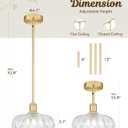 FEMILA 10.4" Gold Pendant Light, Vintage Pendant Lighting with Flower Glass, Pendant Light for Kitchen Island Bedroom Hotel Living Room, 4FJX82MIL BG