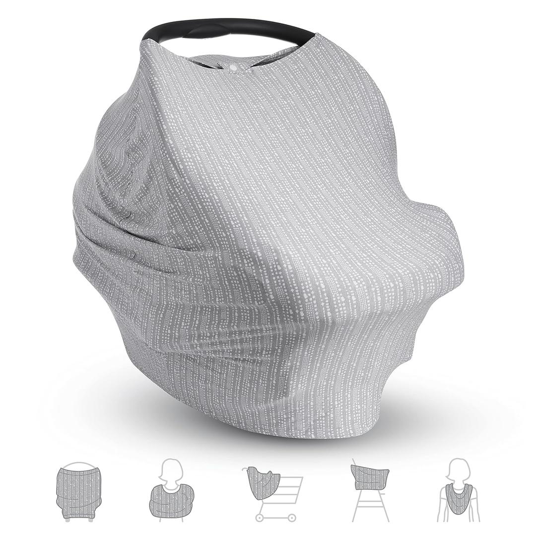 Munchkin 5-in-1 Baby Car Seat Cover  Versatile Nursing Cover Up for Breastfeeding, High Chair and Carrier Protection with XtraGuard Silver-Ion Technology, Grey