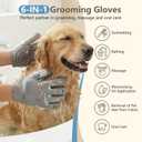 Pet Grooming Gloves for Cats & Dogs, Silicone Pet Hair Removal Glove for Bathing, Shedding & Massage, Gentle Cat & Dog Grooming Glove for Long & Short Hair PetsGrey-Large