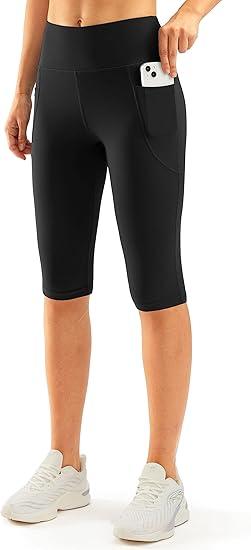 3 PACK  Women's Knee Length Capri Leggings with Pockets High Waisted Workout Exercise Yoga Capris Pants for Women, Size XL