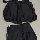 Women Blouson Tankini Swimsuit with Shorts - 2 Piece Tummy Control Bathing Suit Modest Mesh Racerback Top with Pockets 2026, Medium