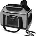 Petskd Top-Expandable Pet Carrier 17x11x9.5 Inches Alaska Airline Approved, Soft-Sided Carrier for Small Cats and Dogs with Locking Safety Zippers and Anti-Scratch Mesh(Grey)