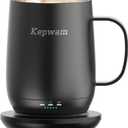 Kepwam Self Heating Coffee Mug T2, 16oz Smart Heated Coffee Mug, 150 Min Battery Life - Hot up to 149 Temperature Control Coffee Mug Warmer, Gifts for Dad Mom (No APP) (Black)
