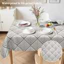 60 x 84 Inch Grey Modern Geometric Tablecloth Rectangle, Farmhouse Style Polyester Table Cloth, SpillProof Wipeable Reusable Cloth Tablecloth for Kitchen Dining Picnic Camping Outdoor