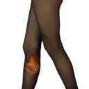 Fleece Lined Tights Women 300G Thick One Line Thermal Winter Warm Translucent Black Sheer size XL