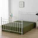 Queen Bed Skirt, Pleated Waffle Weave Bed Skirt with Split Corners, Tailored Dust Ruffle 14 Inch Drop Easy Fit, Machine Washable (Green, Queen - 14" Drop)
