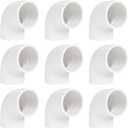 9 Pack 1-1/2" PVC 90 Degree Elbow Pipe Fittings (Socket x Socket), 2 Way Right Angle Adapter Coupling Schedule 40, 1-1/2 inch PVC Pipe Corner Connector DIY, White SCH 40