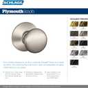 Schlage F170 PLY 605 V Plymouth Door Knob, One Sided Non-Turning Dummy Door Handle, Bright Brass