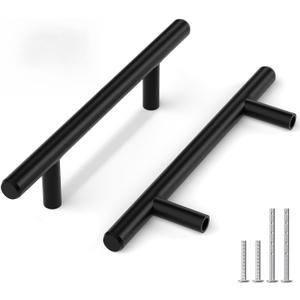 homdiy 10 Pack 3 Inch Solid Cabinet Handles Black Cabinet Pulls Kitchen Cabinet Handles Black for Dresser Drawer Cupboard