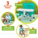 Bright Starts Pop 'N Sit Portable Booster, Indoor/Outdoor Use, Floor Seat with Feeding Tray, Teal, 6 Mos - 3 Yrs