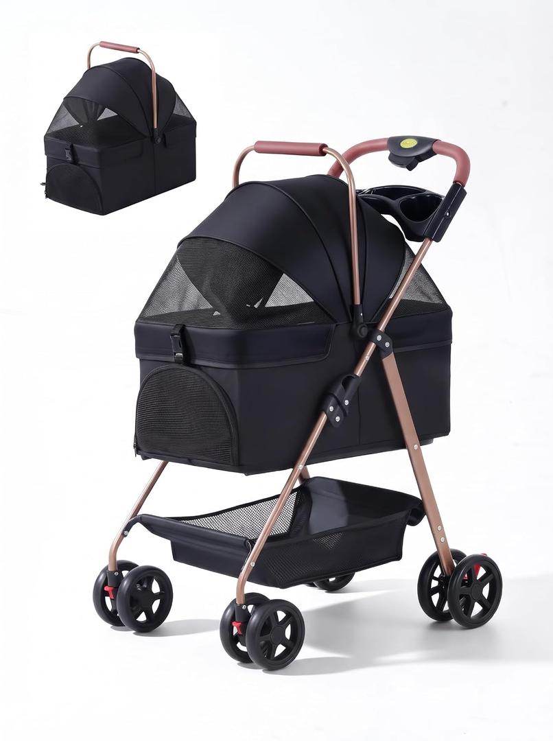 Pet Stroller for Small/Medium Dogs and Cats Up to 44lbs