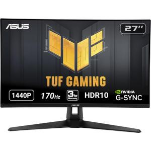 ASUS TUF Gaming 27" 2K HDR Monitor (VG27AQ1A) - QHD (2560 x 1440), IPS, 170Hz (Supports 144Hz), 1ms, Extreme Low Motion Blur, Speaker, G-SYNC Compatible, VESA Mountable, DisplayPort, HDMI