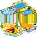 50packs Hawaiian Luau Party Decorations  Summer Pool Beach Themed Paper Food Trays, Disposable Tropical Supplies for Aloha, Birthday, Retirement Favors