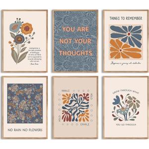 Mental Health Wall Art Poster Motivational Canvas Wall Decor Therapy Office Poster Decor Boho Inspirational Prints Psychology Positive Quotes Pictures Artwork for Classroom 12x16x6 Inch Unframed