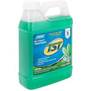 Camco TST Fresh Scent RV Toilet Treatment - Formaldehyde Free - Breaks Down Waste And Tissue - Septic Tank Safe - Treats up to 8-40 Gallon Holding Tanks (32 Ounce Bottle) (40226)