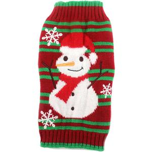 Pet Clothes Stripe Snowman New Year Christmas Sweater Cat Dog Jacket Apparel, M