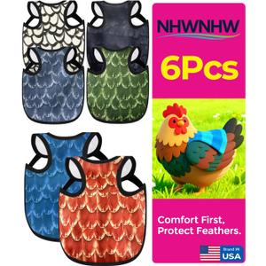 6-Pack Chicken Saddles for Hens, Hen Saddle for Chickens - Adjustable Chicken Apron with Elastic Straps, Back Protector for Feather Loss & Mating, 6 Colors Included (Orange-Red)