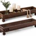 35.5 Inch Long Wooden Decorative Tray with Riser for Table Centerpiece, 35.43 x 8.66 x 6.5 inches