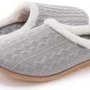 WHITIN Women Arch Support Fuzzy Knitted Slipper Warm Slip On House Shoes, 8/9