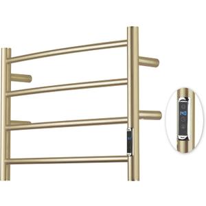 Heated Towel Racks for Bathroom, Wall Mounted Electric Towel Warmer Racks with Timer & Temperature Control, 4 Bar Stainless Steel Towel Heater for Bathroom, Brushed Gold, Plug-in