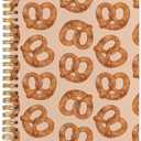 SNNDER Soft Pretzel Pattern Spiral Notebooks, Bakery Journaling Notebook for Writing, Pretzel Lover Gift, Kitchen Food Notebook for Note Taking, 5.5x8.3 Inch