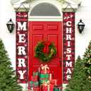 Christmas Decorations Outdoor Indoor, Merry Christmas Banner Xmas Yard Front Porch Door Sign forChristmas Home Navidad Decor Door Wall Decoration (Red Black Plaid)