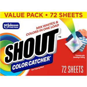 Shout Color Catchers for Laundry, Allow Mixed Washes, Prevents Color Runs and Maintains Original Clothing, 72 Count