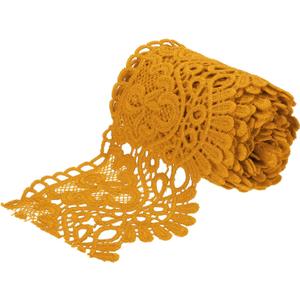 MECCANIXITY 4 Inch Wide 3 Yard Lace Ribbon Floral Pattern Golden Lace Trim Ribbon for Sewing Making DIY Crafts Gift Wrapping Wedding Decor