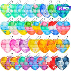 Pop Fidget Toys Bulk Its Valentines Day Gifts for Kids Classroom 30 Pack Valentine Party Favors for Kids Mini Pop Heart Keychain It Fidgets for Classroom Prizes Exchange Birthday Goodie Bag Stuffers