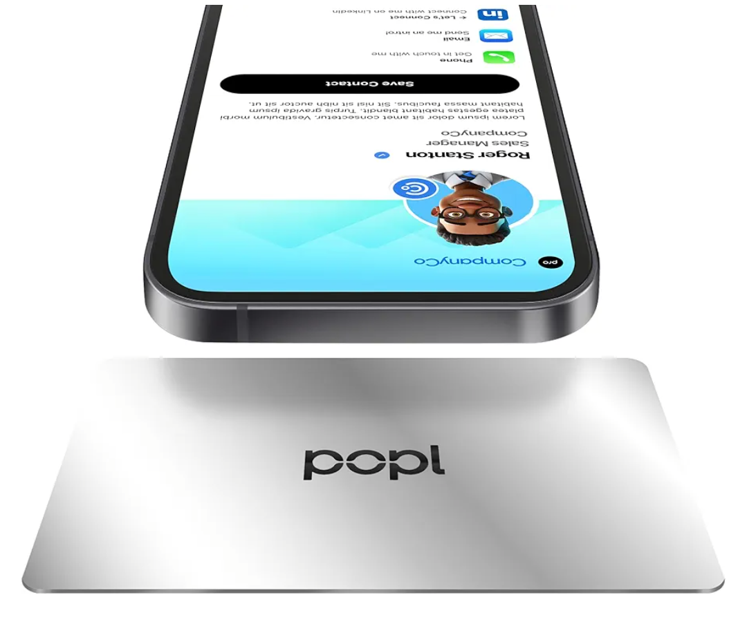 Popl Smart NFC Business Card - Sleek Modern Digital Business Card w/Instant App-Free Sharing - Customizable NFC Cards Compatible w/iPhone & Android (Stainless Steel Metal)