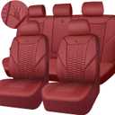 CAR PASS 3D Foam PU Leather Car Seat Covers Full Set,Luxury Breathable Faux Leather Seat Covers for Car,Anti Slip Universal Fit for SUVs Vans Sedan Trucks Automotive,Armrest Airbag Compatible Burgundy