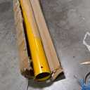 58" Pour in Place Steel Bollard Post, 4-1/2" OD Safety Bollard Yellow Powder Coat, Metal Bollard Parking, Driveway Barrier