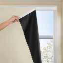 RYB HOME No Drill Adhesive 100% Blackout Curtains for Bedroom Thermal Insulated Easy to Install Stick on Door Window Cover Portable for Front Door Living Room, Black, W35 x L48, 1 Panel
