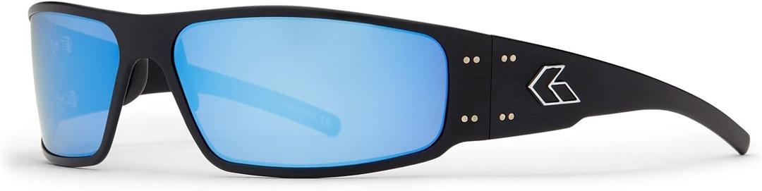 Gatorz Magnum Hand Crafted Aluminum Polarized Lens Sunglasses - Made in The USA (Black Frame With Silver Logo - Blue Mirror Optimized Polarized (Opz))