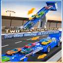 Transport Truck Toys for 3 4 5 6 7 Years Old Boys,Toys Cars Track Set Transporter Trucks with 12 Die-Cast Car Toys 2 Race catapults Dual-Track Model,Toddler Car Toy Set for Kids Boys Girls