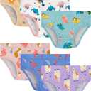 100% Cotton Girls Underwear Tagless Comfort Toddler Panties (6-Pack) (3T, Multicolor-dinosaur/Lion-a24)