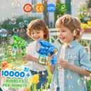 Bubble Gun Machine for Kids 4-8: 2-Pack Automatic Bubble Guns with 2 Bottles Refill Solution - Summer Outdoor Toys Bubble Blaster Maker Blower for Easter Party, 3x8x7 inches