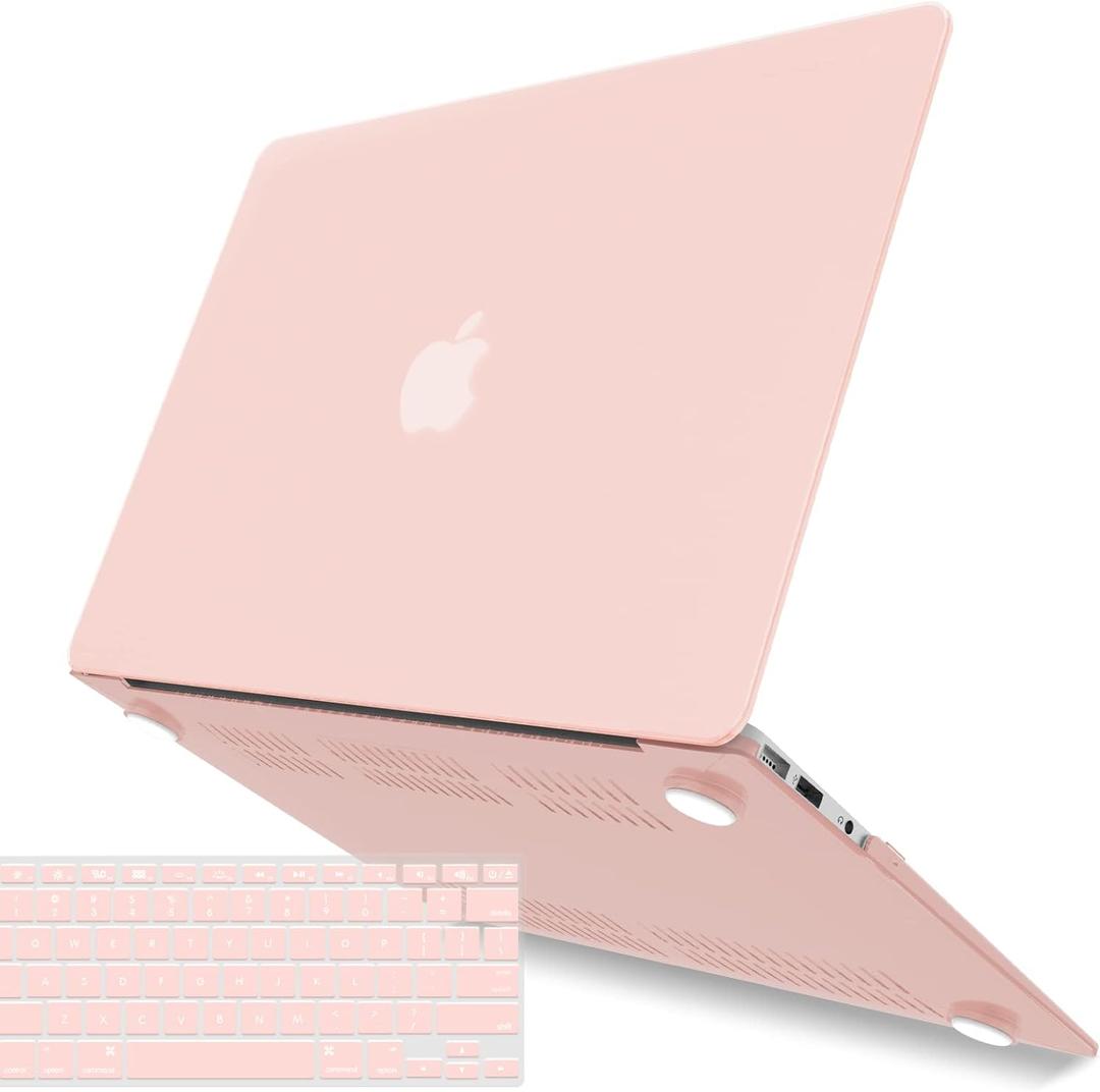 IBENZER Compatible with Old Version MacBook Air 13 Inch Case (2010-2017 Release). Models: A1466 / A1369, Plastic Hard Shell Case with Keyboard Cover for Mac Air 13, Sakura Pink, A13SKPK+1