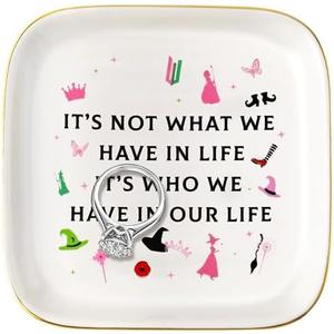 Fiupan Music & Musical Jewelry Ring Dish - Trinket Small Jewelry Case Birthday Gift for Fans, Ceramic Tray Rings Earrings Necklaces Decorative Dish for Woman Girls Friends (Evil Witch & Words)