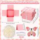XLSXEXCL Butterfly Explosion Cardboard Gift Box, Flying Butterfly Surprise Box for Birthday, Wedding, Anniversaries, Christmas (Pink)