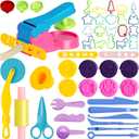 Dough Tools for Kids, 46Pcs Dough Toys Sets Playdough Accessories Include Play Food Molds - Cupcakes, Ice Cream, Noodle, Play Bulk Pack with Roller, Cutters, Scissor, DoughMat and Storage Bag Gifts