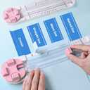 Paper Cutter,4-in-1 Paper Trimmer,Photo Cutter,Multi-Function Scrapbooking Tool with Dial Blades of Straight,Wave,Perforated,Creasing for Cutting Paper,Coupons,Postcards,Card (Pink)