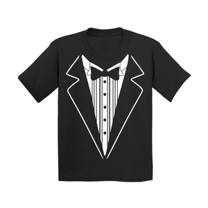 P&B Tuxedo White Funny Youth T-Shirt XS