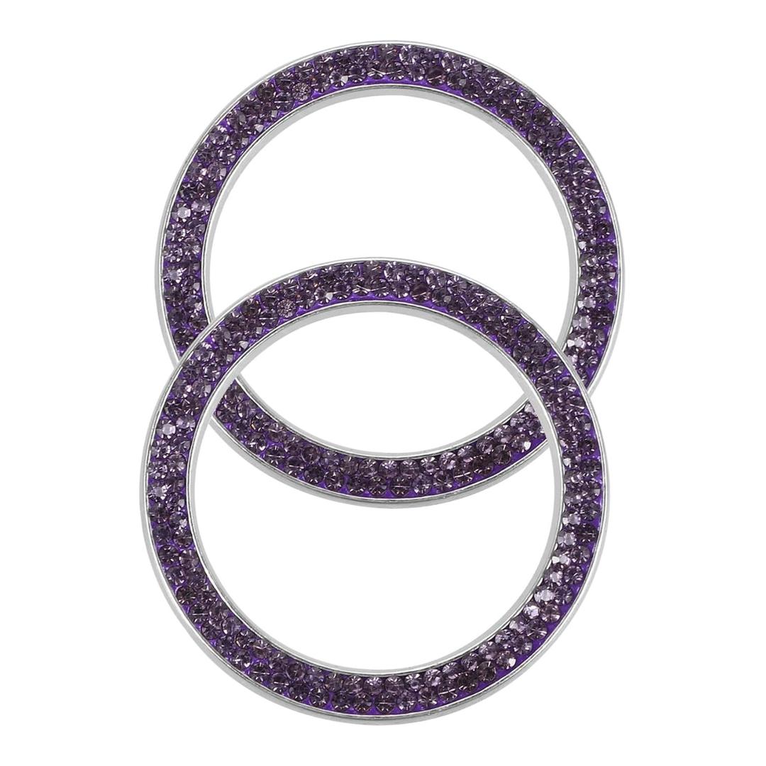 COOLHIYA 2pcs Rhinestone Car Ignition Button Stylish Button Covers Easy Installation Sparkling Car Accessories for Women Fit