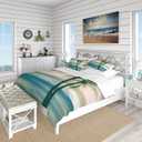 Peaceful Dusk II Tropical Tropical Duvet Cover Set, Blue Duvet Cover Set Queen, Beach Bedding Set of 3 Pieces, All Season Tropical Bedding Sets Queen (Full/Queen + 2 Shams)